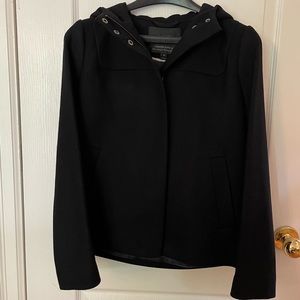 J. Crew Women's Wool Melton Hooded Bib Jacket Size 00 (Black)